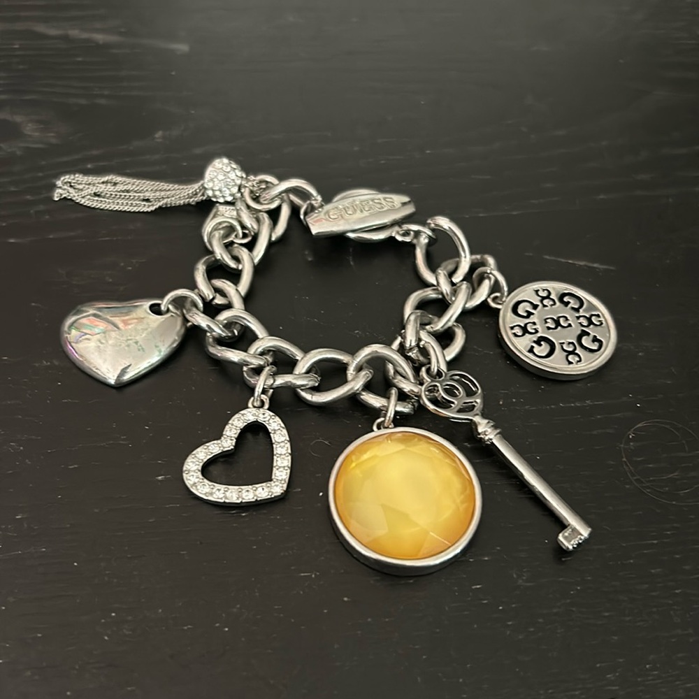 Vintage Y2K silver Guess charm bracelet